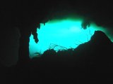 Entrance at Cenote Carwash with algae bloom